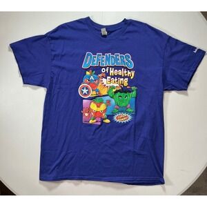 Marvel‎ Avengers Parody School Lunch Iron Man Capt America T Shirt Men XL Purple